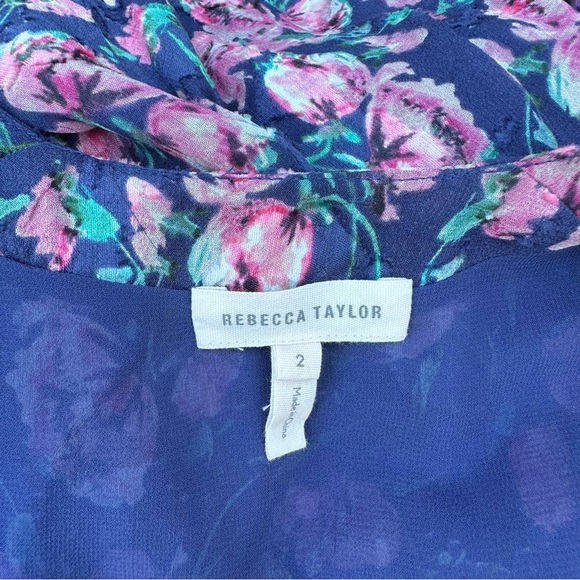 Rebecca Taylor Blue Floral Silk Dress - Picture 9 of 12